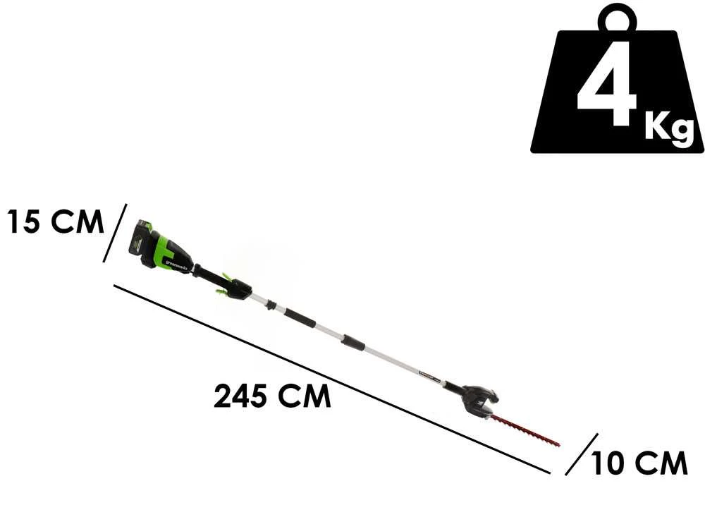 Taille-haies à Batterie Sur Perche De Rallonge Greenworks G48PHT 48 V - Batterie De 2Ah 3 Taille-haies à Batterie Sur Perche De Rallonge Greenworks G48PHT 48 V - Batterie De 2Ah